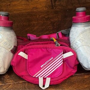 Nathan Pink Hydration Waist Pack. 2-10oz insulated bottles.